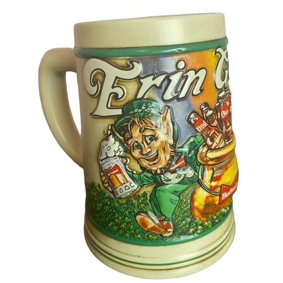 Budweiser Bud Vintage 1992 Leprechaun St. Patrick's Day Beer Stein Mug Shamr… - Picture 2 of 6
